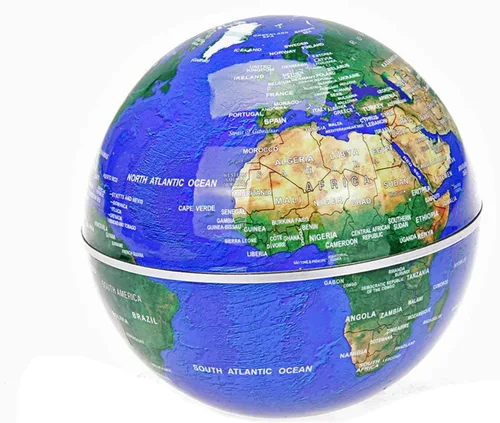 Miniatura 2 de Estefanlo Globo flotante con luces LED en forma de C Levitación magnética Globo flotante mapa del mundo para decoración de escritorio (azul)