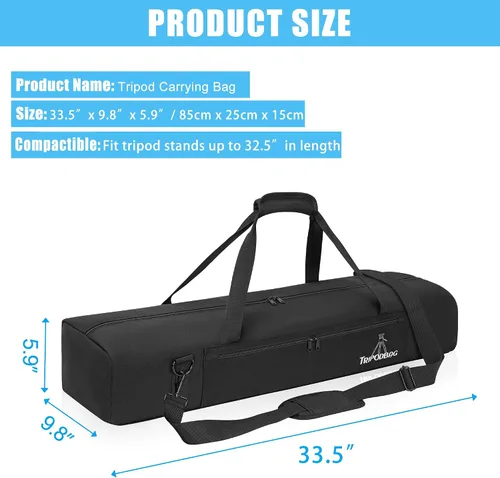 Miniatura 2 de TORIBIO Bolsa de trípode multifuncional de 33.5 pulgadas, funda de transporte de trípode resistente, funda para soporte de música, micrófono
