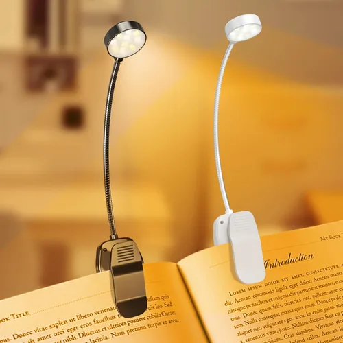 Miniatura 9 de KTEBO Luz de libro recargable para leer en la cama, lámpara de lectura de libros para cuidar los ojos con 10 modos LED, luz portátil ligera de 1.3