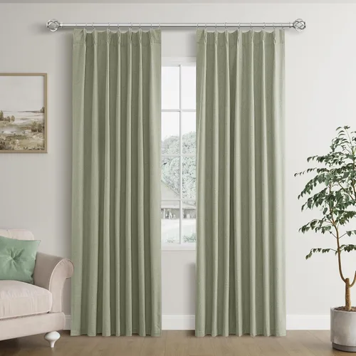 Miniatura 14 de Joywell Cortinas plisadas de lino 100 % opacas de 84 pulgadas de largo, cortinas con pestañas traseras para oscurecer la habitación con ganchos
