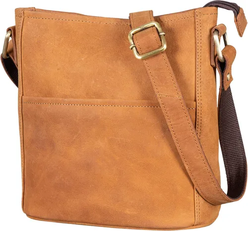 LEABAGS Bolso bandolera de cuero - Bolso vintage de cuero genuino de búfalo - Bolso de mensajero de hombro para hombres y mujeres Maletín Milano