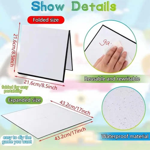 Miniatura 2 de Zhanmai 4 tableros de juego plegables en blanco de 17 x 17 pulgadas, haz tu propio tablero de juego, tablero de juegos en blanco de borrado en seco