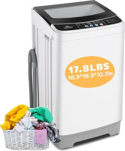 NICTEMAW - Lavadora portátil de 2.4 pies cúbicos con capacidad de 17.8 libras, lavadora completamente automática con 10 programas y 8 niveles de