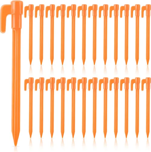 Miniatura 8 de Paquete de 24 estacas de plástico para tienda de campaña de 5.7 pulgadas, resistentes para toldo, estacas de plástico para tiendas, estacas