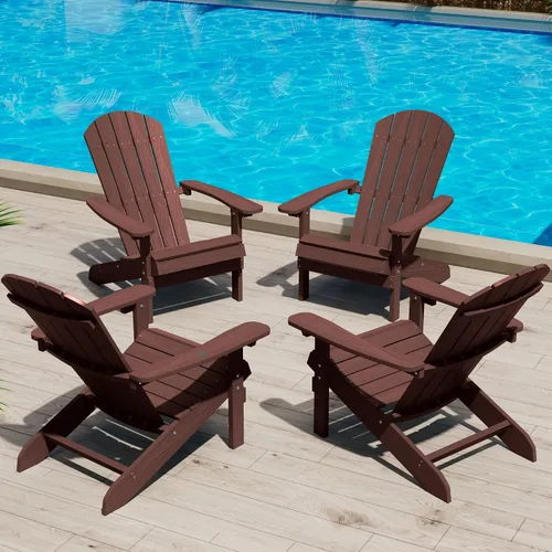 Miniatura 17 de YEFU Silla Adirondack de plástico resistente a la intemperie, sillas de patio con instalación fácil en 5 pasos, se ve exactamente como madera real