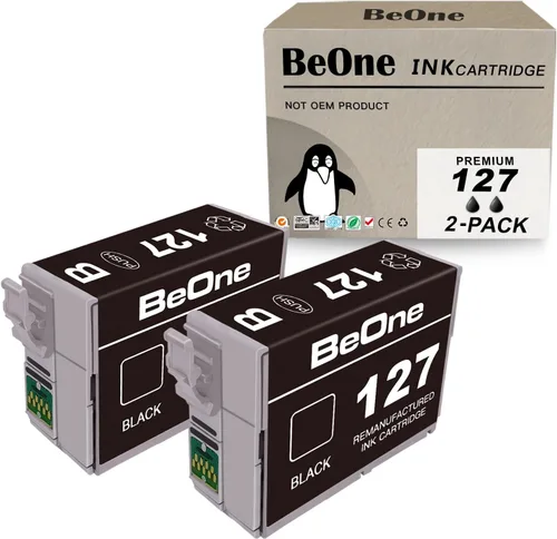 BeOne Cartuchos de tinta remanufacturados de repuesto para Epson T127 127 para usar con Workforce 60 545 630 633 635 645 840 845 WF-3520 WF-3530