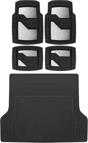 Miniatura 14 de CAT® Alfombrillas de goma resistentes de acero con diamantes y forro de maletero de carga para automóviles, camiones, SUV, camionetas, sedanes, gris