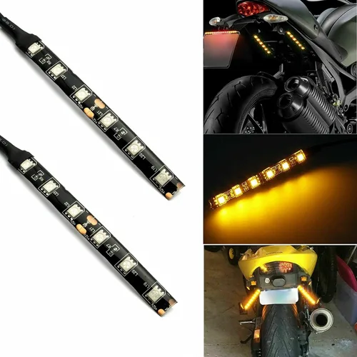 Miniatura 2 de x xotic tech Tiras ligeras del freno LED de la licencia de la cola de la señal de giro para la motocicleta de ATV, ámbar 6-SMD