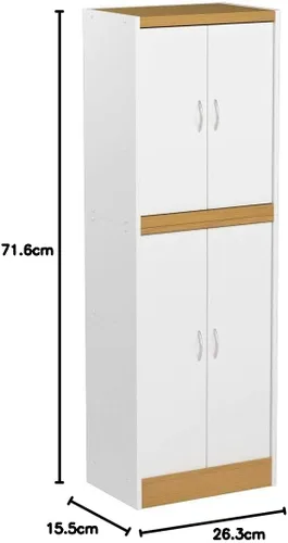 Miniatura 8 de Hodedah Despensa de cocina de 4 puertas, 4 estantes, 5 compartimentos