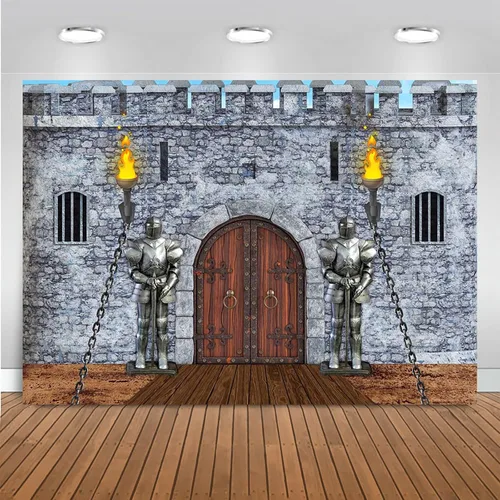 Mocsicka Telón de fondo medieval para fiesta de caballero, castillo gótico, fondo de pared de piedra gris, decoración de fiesta de caballero