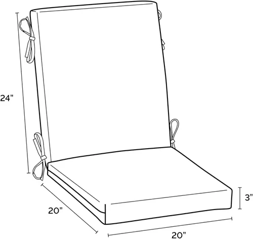 Miniatura 4 de Arden Foam - Cojines de espuma para sillas de patio y comedor, 20 x 44 pulgadas, espuma de alta densidad de alta densidad, nunca se aplana