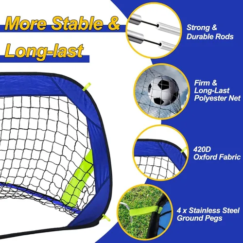 Miniatura 5 de Portería de fútbol para patio trasero – Red de fútbol portátil – Jóvenes + adultos – plegable y desplegable – Portería interior y exterior
