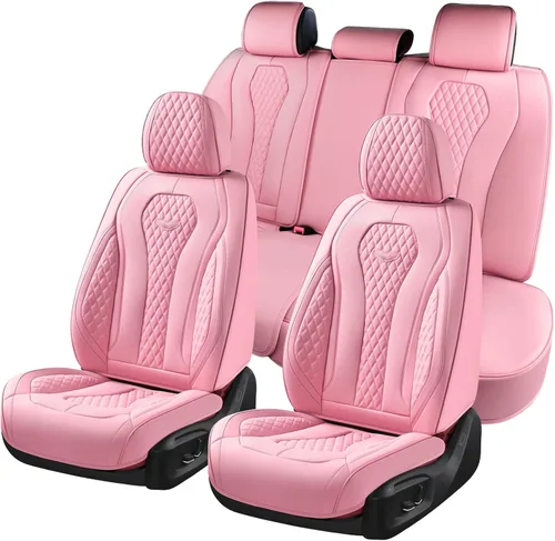 Miniatura 23 de Coverado Fundas de Asiento, Fundas de Asiento de Coche para Asientos Delanteros, Funda de Asiento de Coche Roja, Fundas de Asiento de Coche Rojo