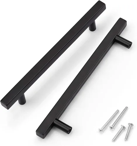 Miniatura 28 de KNOBWELL - Paquete de 5 tiradores modernos de acero inoxidable para puertas de armarios, cajones de cocina, baño, distancia entre agujeros 2.52 Negro