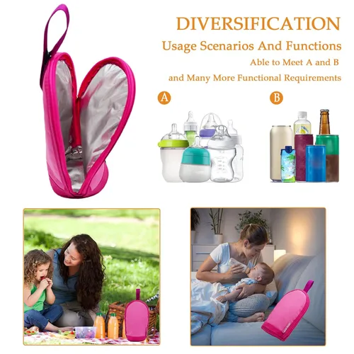 Miniatura 4 de Bolsa enfriadora de leche materna – Bolsa de viaje aislada para biberón para guardería (dos piezas, rojo)
