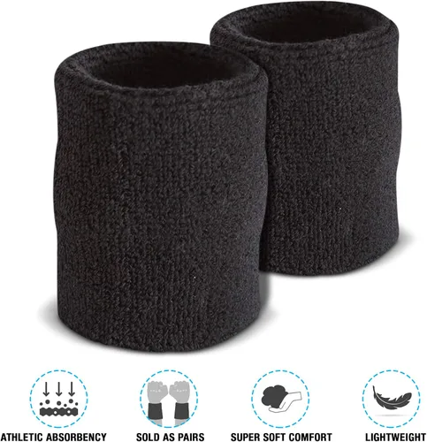 Miniatura 3 de Suddora Muñequeras de Brazo, Bandas Gruesas de Algodón Absorbentes y Transpirables para Entrenamiento, Gimnasia, Baloncesto, Tenis y Fútbol