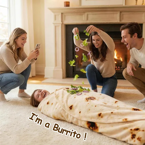 Miniatura 2 de mermaker Cobija de doble cara con estampado de tortilla para burritos Beige