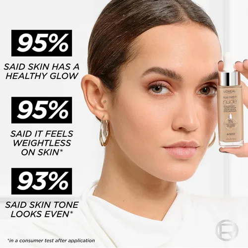 Miniatura 6 de L'Oreal Paris True Match Nude Hyaluronic Tinted Serum Foundation con 1% de ácido hialurónico, muy profundo 10-12, 1 onza líquida