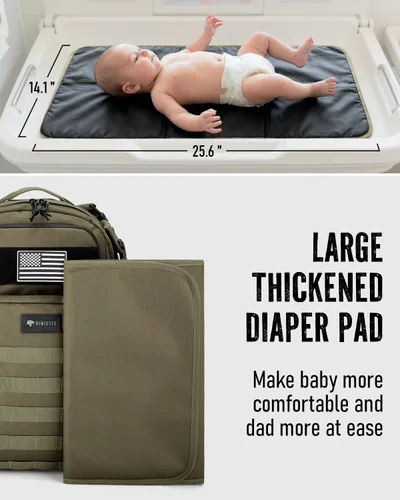 Miniatura 5 de Dinictis Mochila de pañales de 40 L para papá, bolsas de pañales de viaje para hombres, accesorios de bebé para papá, verde selva Verde
