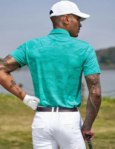 Miniatura 91 de TAPULCO Camisetas tipo polo de secado rápido para hombre, diseño de camuflaje, atléticas, ligeras, transpirables, casuales, para golf