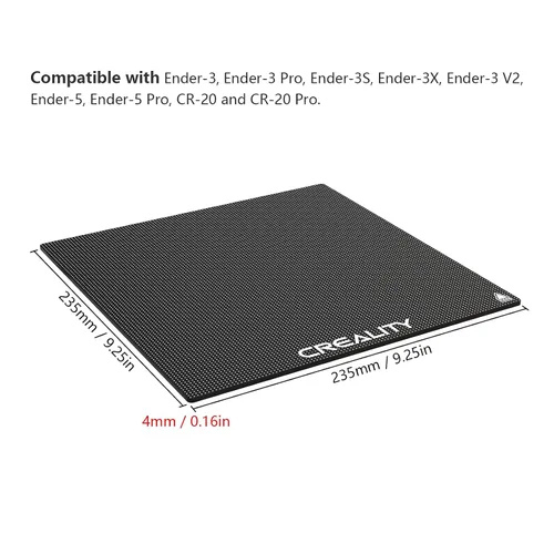 Miniatura 7 de Creality Plataforma de cama de cristal oficial para impresora 3D Ender 3, placa de vidrio templado de 235x235 mm para Ender 3 PRO/Ender 5 PRO/Ender
