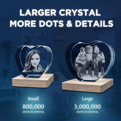 Miniatura 5 de 3D LovePix Foto de cristal 3D personalizada, base de luz multicolor y caja de regalo incluida, foto personalizada de cristal grabado con láser 3D