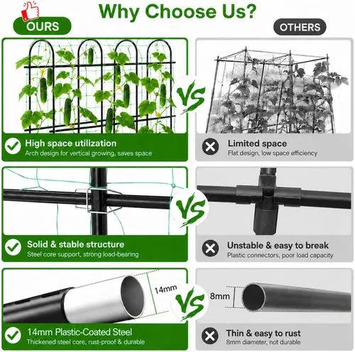 Miniatura 3 de OTOSUNNY Enrejado de Jardín para Plantas Trepadoras al Aire Libre, Túnel de Arco de 6 Pies de Altura, Soporte de Plantas de Marco en A de Metal