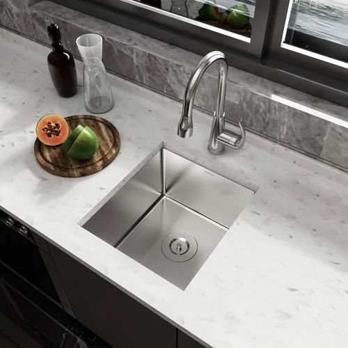Miniatura 2 de TORVA Fregadero de Montaje Bajo para Cocina de 13 x 15 Pulgadas, Fregadero de Barra de Acero Inoxidable 304 Premium - Cuenca Profunda de 8 Pulgadas