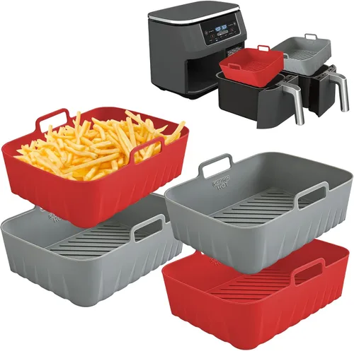 Miniatura 8 de Golden Associate Forros cuadrados de silicona para freidora de aire de 6.5 a 7.5 pulgadas, 2 piezas antiadherentes de grado alimenticio, canasta