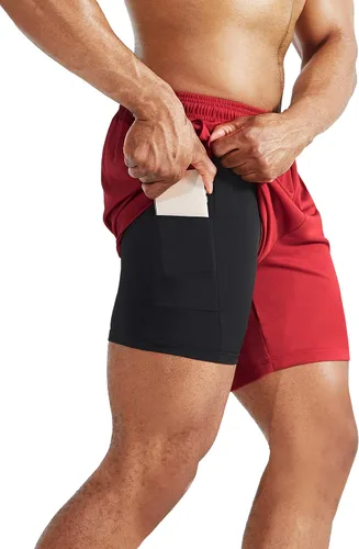 Miniatura 4 de NELEUS Men's 2 in 1 Running Shorts with Liner,Dry Fit Workout Shorts with Pockets
