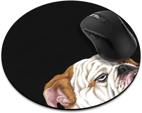 Alfombrilla de mouse redonda antideslizante, alfombrilla de mouse WIRESTER Aloof Bulldog para el hogar, la oficina y el escritorio de juegos