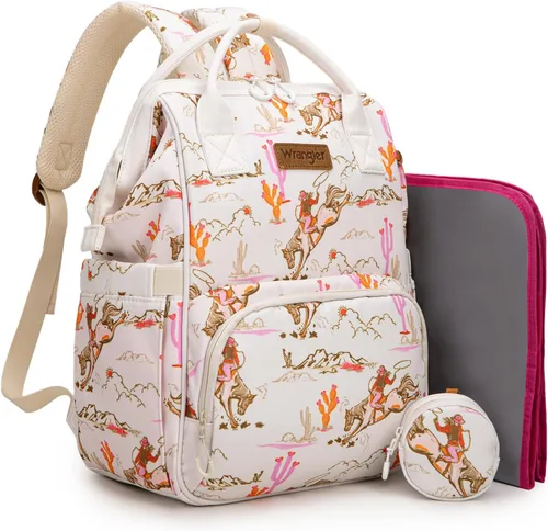 Miniatura 19 de Montana West Wrangler Bolsa Mochila para Pañales Mochila de Viaje Azteca Carteras Occidentales Multifunción Bolsas para Bebé para Mamá con Bolsillos