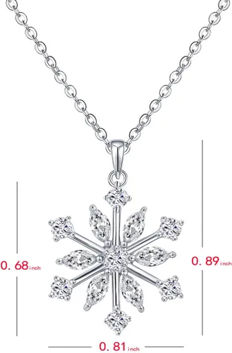 Miniatura 3 de JO WISDOM - Dije de plata de ley 925, collar con diseño grande de copo de nieve color blanco y azul de circonita