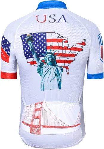 Miniatura 188 de Nuevo Pro cremallera completa hombres ciclismo Jersey manga corta Riding Shirt USA