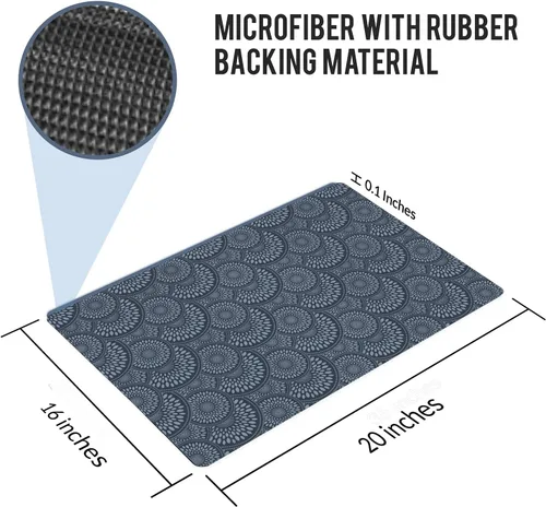 Miniatura 3 de Estera del inodoro del cuarto de baño 20x16 pulgadas microfibra ninguno resbalón color azul oscuro