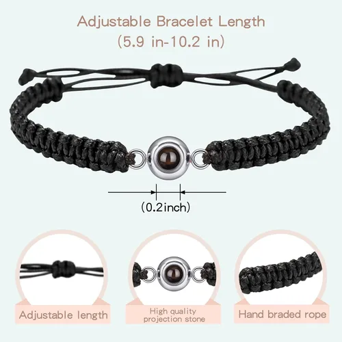 Miniatura 2 de SUPHELPU Pulseras personalizadas con imagen en el interior, pulseras personalizadas para parejas con fotos, foto circular, hecha a mano, cuerda