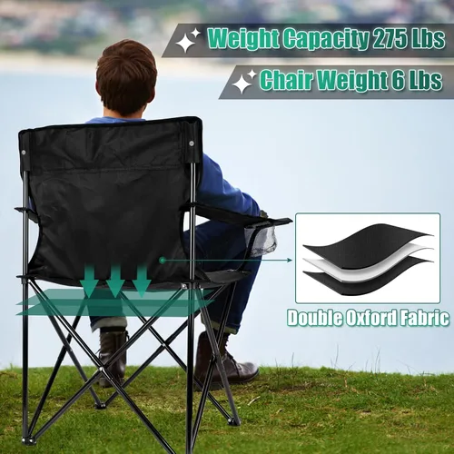 Miniatura 5 de HaSteeL Silla de Camping, Silla Plegable Extra Grande para Adultos, Silla de Campamento Plegable con Portavasos, Portátil para Pesca al Aire Libre