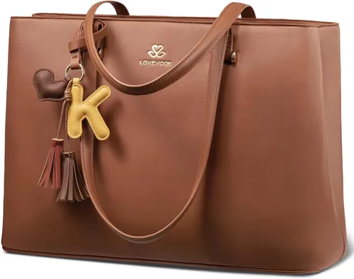 Miniatura 8 de LOVEVOOK Bolsa de mano para computadora portátil para mujer, bolsa de cuero para computadora, monederos grandes, maletín profesional