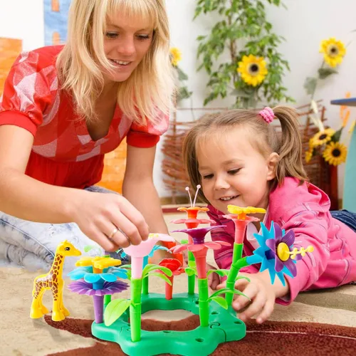 Miniatura 8 de Juguetes de construcción de jardín de flores para niñas pequeñas, juguetes de tallo para niños de 3, 4, 5, 6 años, actividades de aprendizaje