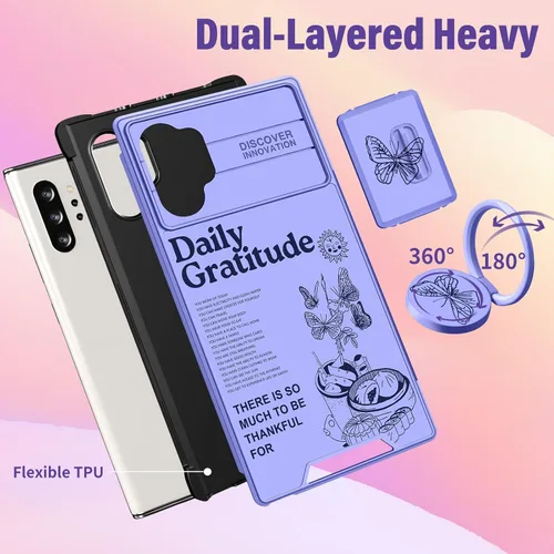 Miniatura 5 de Funermei Funda para Samsung Galaxy Note 10 Plus - Funda para Mujeres Chicas Lindas Cubierta Mariposa Femenina Estética Púrpura Mariposa Diseño Único