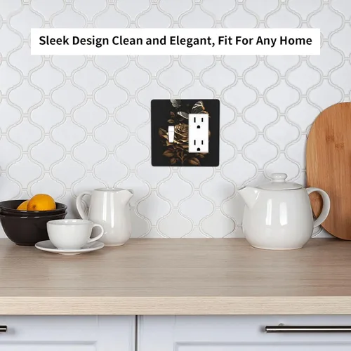 Miniatura 876 de Placa Decorativa de Pared de Granja Rústica con Cuerno de Madera para Puerta de Granero 1 Banda Duplex Cubiertas de Toma Eléctrica Soltera