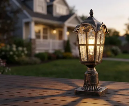 Miniatura 8 de YUBOLE Luz de poste para exteriores, farol de poste exterior, lámpara de poste de aluminio fundido impermeable con pantalla de vidrio templado