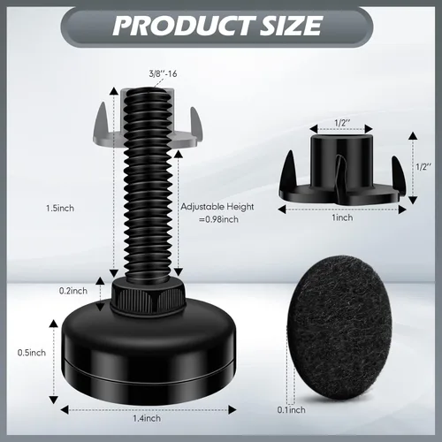 Miniatura 2 de Juego de 10 patas niveladoras ajustables para muebles, niveladores de patas ajustables para armarios, sofás, mesas, sillas, ajustador de altura