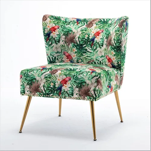 Miniatura 6 de Container Furniture Direct Thia Silla decorativa sin brazos para sala de estar, elegante asiento con ribete de cabeza de clavo, patas de metal 06