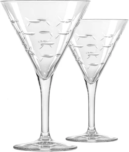 Miniatura 26 de Rolf Glass School of Fish - Copas de vino blanco de 12 onzas, juego de 4 copas de vino sin plomo, copas de vino grabadas con rueda de diamante, 12oz