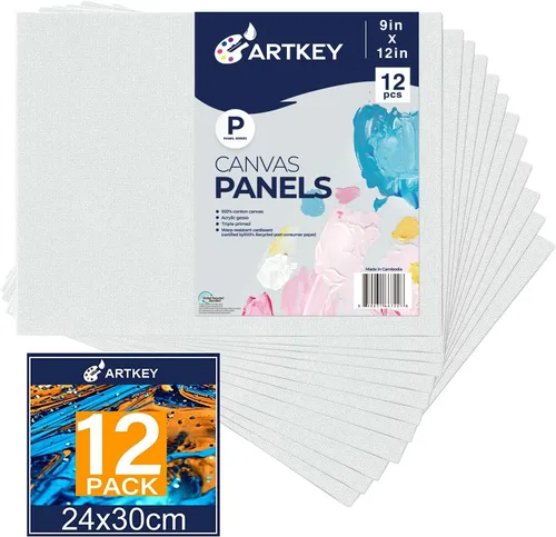 Paneles de lienzo de 9 x 12 pulgadas, paquete de 12 unidades, 10 onzas, imprimados 100% algodón, lienzos en blanco para pintura, tableros de lienzo