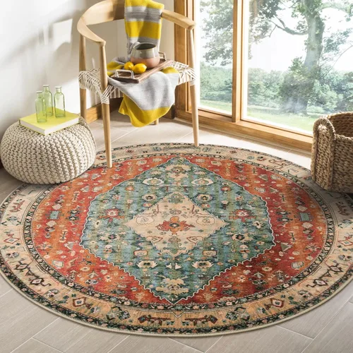 Miniatura 28 de Lahome Alfombra tribal bohemia de 2 x 3 pies, alfombra verde pequeña para entrada, suave, antideslizante, lavable, alfombra de baño bohemia de pelo