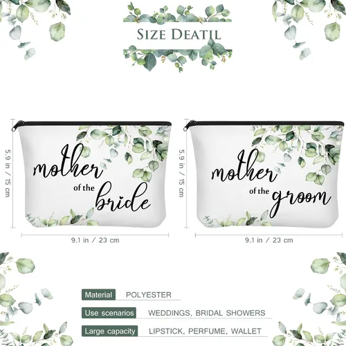 Miniatura 2 de Paquete de 6 regalos para madre de la novia, el juego de regalos para madre del novio, incluye 2 hojas, bolsa de cosméticos, 2 espejos