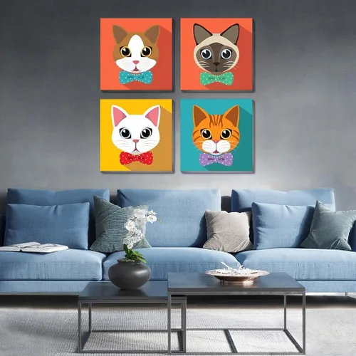 Miniatura 5 de Ammklfh Paquete de 4 pinturas enmarcadas para gatos por números, kit de pintura fácil por números para adultos principiantes Kdis, pintura acrílica