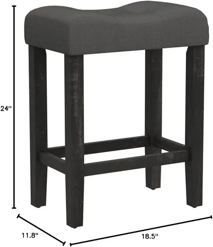 Miniatura 3 de Roundhill Furniture Sora Taburetes de Altura de Mostrador Tipo Silla de Montar con Capitoné, Juego de 2, Gris